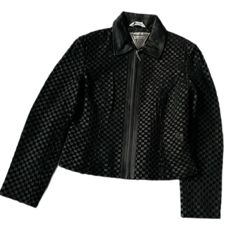 Marvin Richards Woven Leather Jacket Genuine Leather Vintage Leather Jacket